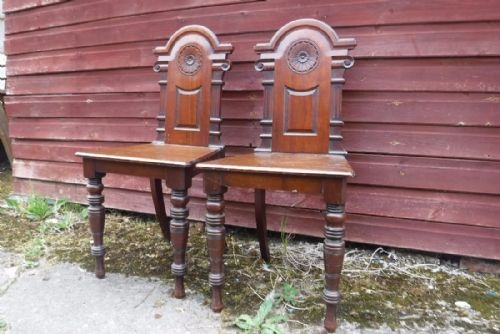 Pair of 19th Century Mahogany Hall Chairs