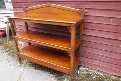 Good Original Untouched  Arts and Crafts Oak 3 Tier Buffet