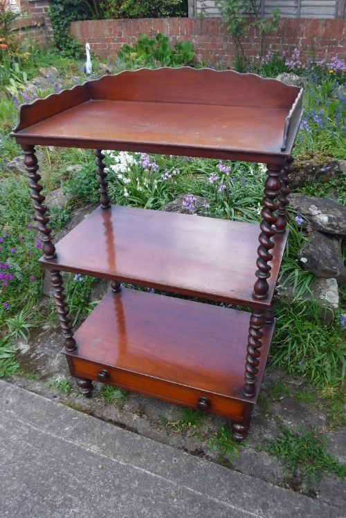 19th Century Mahogany 3 Tier Whatnot with Drawer