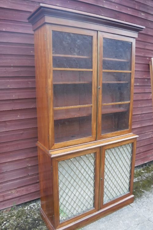 Late 19th Century Mahogany 2 Part Bookcase Cabinet