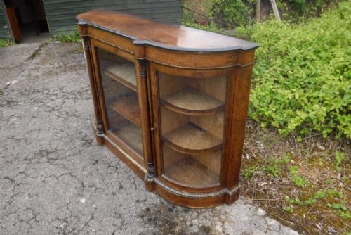 Victorian Inlaid Walnut Gilt Metal Mounted Credenza/cabinet