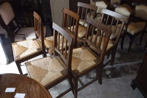 Good Set of 6 Rush Seat Early Victorian Dining Chairs