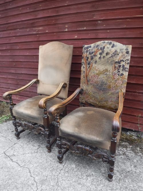 Pair of Early 20th Century Large Hall Chairs