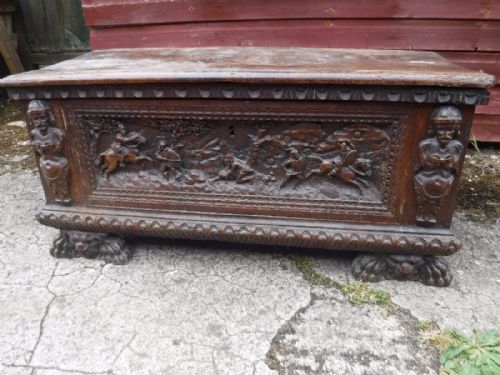 18th Century Carved Walnut Cassone Chest