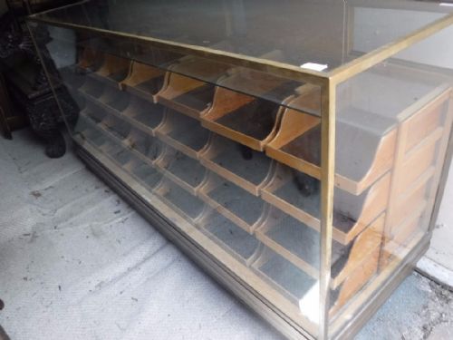 Brass Frame Shop Display Unit Fitted with 24 Drawers