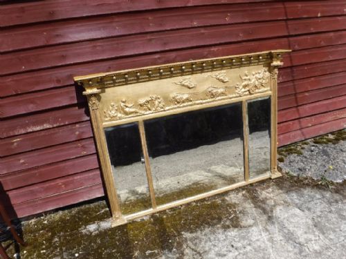 Good Triple Plate 19th Century Overmantel Mirror