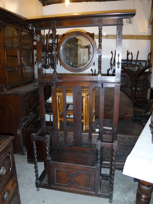 Early 20th Century Box Seat Oak Hallstand