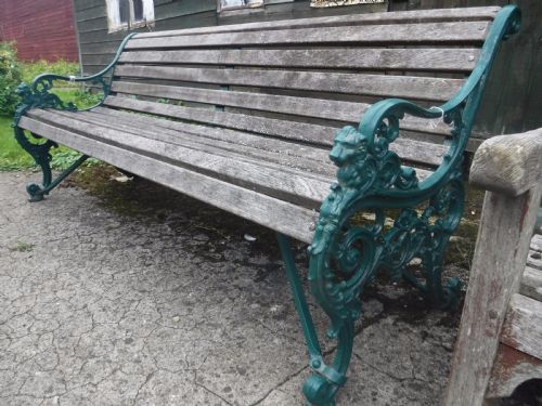 Cast Iron and Slatted Teak Garden Bench