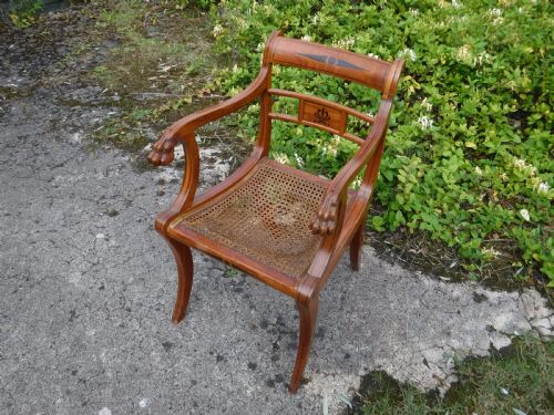 Solid Satinwood Armchair with Carved Lion Feet Arms
