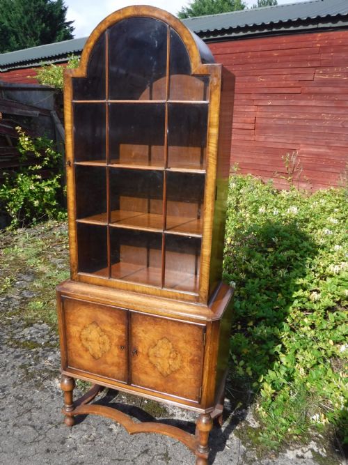 Early 20th Century Walnut Display/side Cabinet