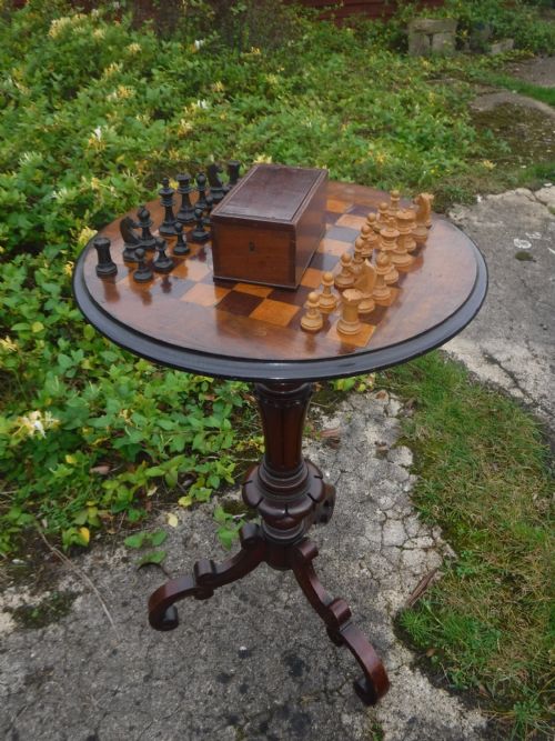 Victorian Adjustable Games/chess Table Complete with [Free]chess Set.