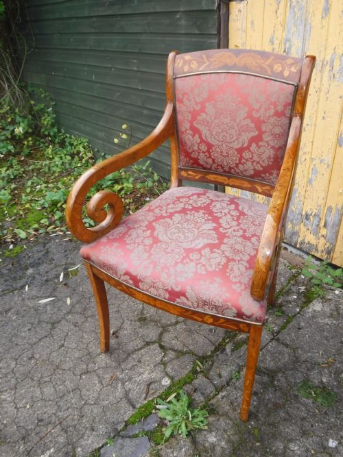 Early 20th Century Dutch Marquetry Armchair