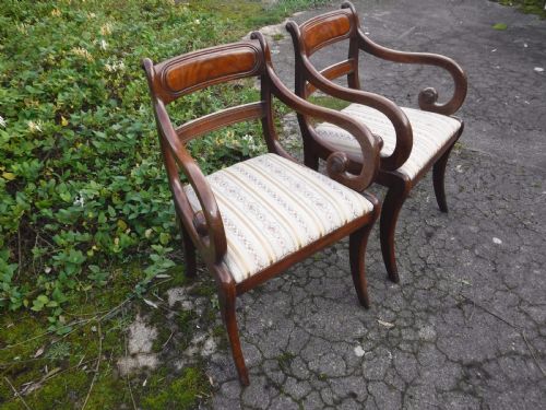 Pair of 19th Century Mahogany Sabre Leg Armchairs