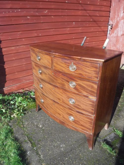 19th Century Mahogany Bow Front Chest of Drawers