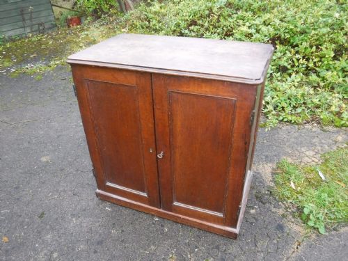 Useful Early Victorian Country House Oak  2 Door  Cupboard