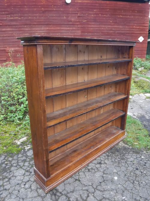 Useful 19th Century Country House Pine Open Front Bookcase