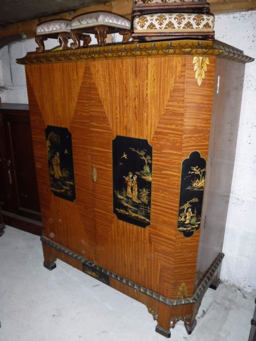 Large Early 20th Century Satinwood Cocktail Cabinet,fitted Interior.