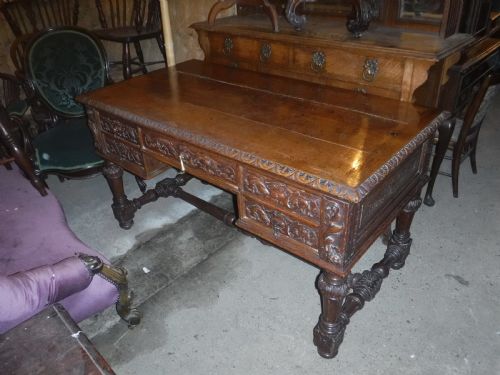 Late 19th Century Carved Oak Writing Desk