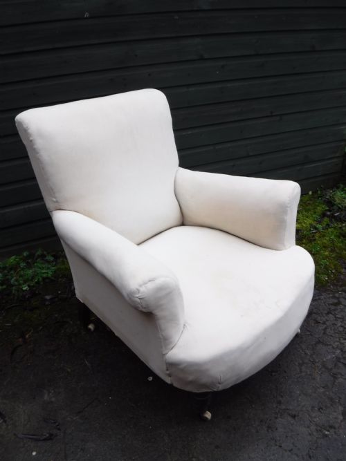Upholstered Armchair with Salmon Pink Loose Cover