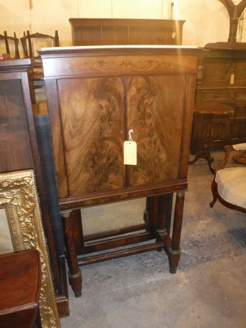 Mahogany Marble Top  2 Door Side Cabinet