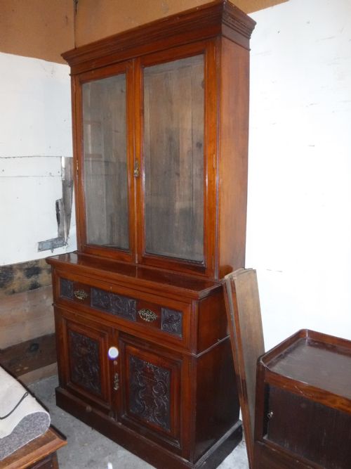 Late Victorian Walnut Secretaire Bookcase