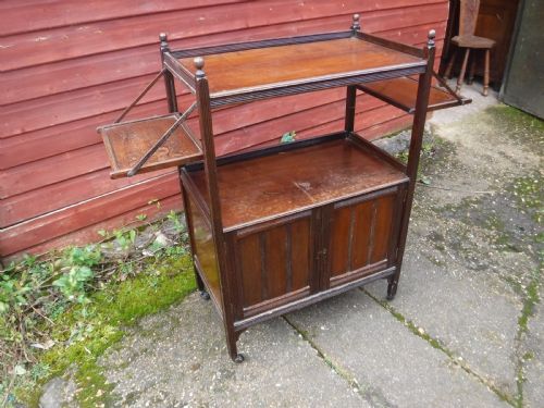 Edwardian Walnut Tea Shop Serving Trolley