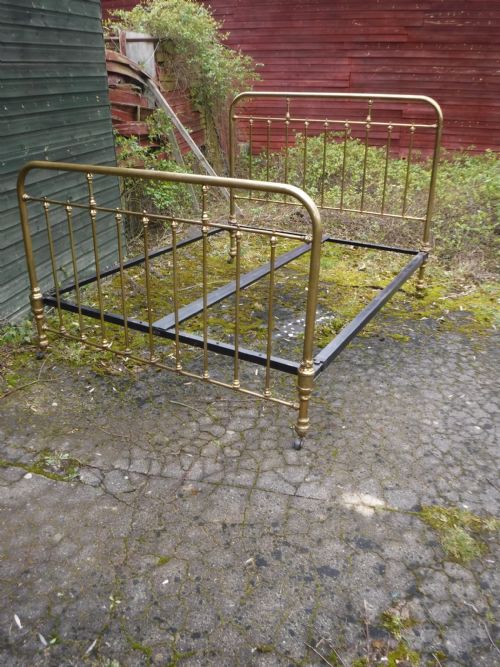 Large Edwardian Brass  Double Bed Frame .