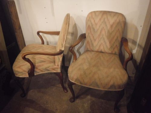Pair of Early 20th Century Walnut Desk Armchairs