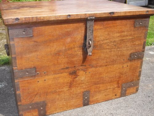 Good 19th Century Teak and Iron Bound Chest