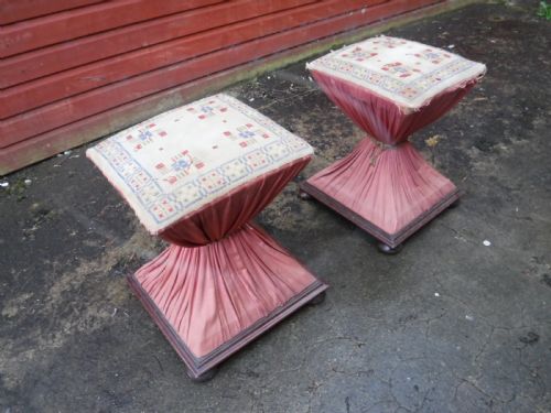 Pair of Unusually  Shaped Early Victorian Stools