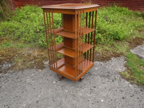 Late Victorian 0ak 4 Tier Revolving Bookcase