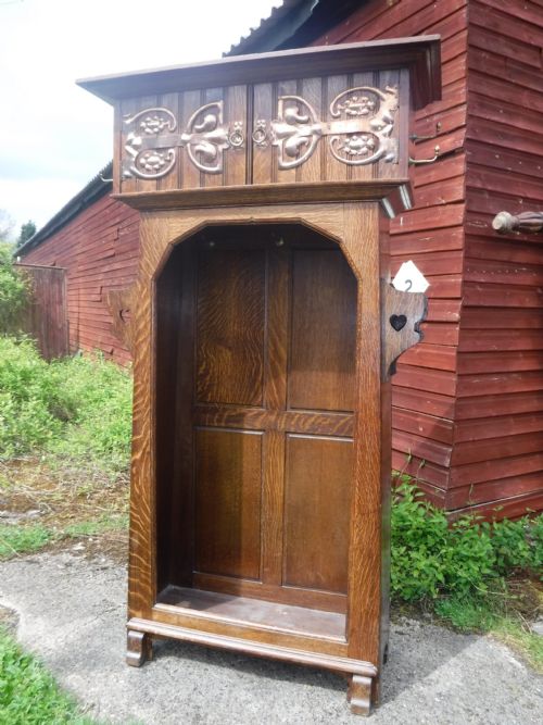 Oak Arts and Crafts Hall Wardrobe
