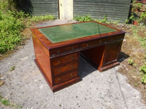 Mid 19th Century Mahogany Double Pedestal Partners Desk.