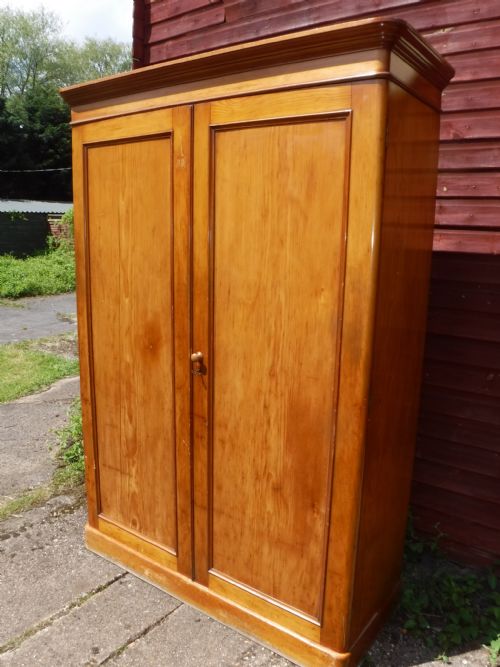 Useful Victorian 2 Part Golden Pine Wardrobe