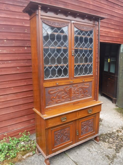 Late Victorian Walnut Bureau Bookcase