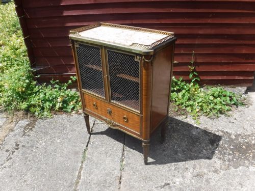 Early 20th Century Marble Top Gilt Mteal Mounted Side Cabinet
