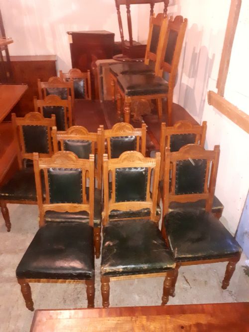 Set of 12 Oak Dining Chairs