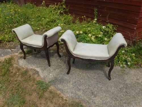 Pair of Early 20th Century Mahogany Frame Window Seats