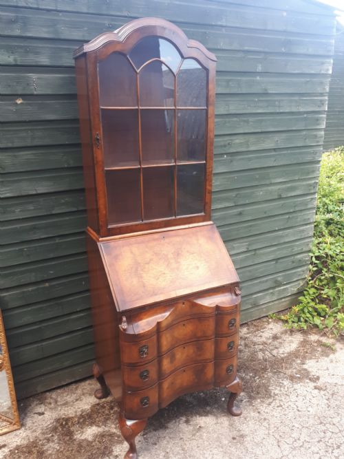 Small Early 20th Century Walnut Bureau Bookcase