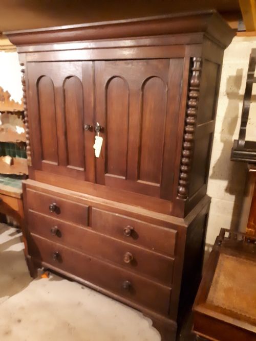 Early Victorian Welsh Oak Press Cupboard