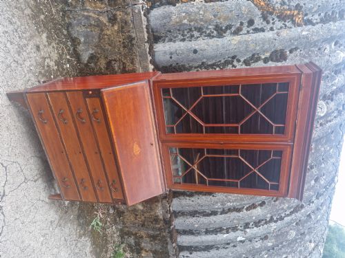 EDWARDIAN INLAID MAHOGANY BUREAU BOOKCASE - ADDITIONAL PHOTO 1