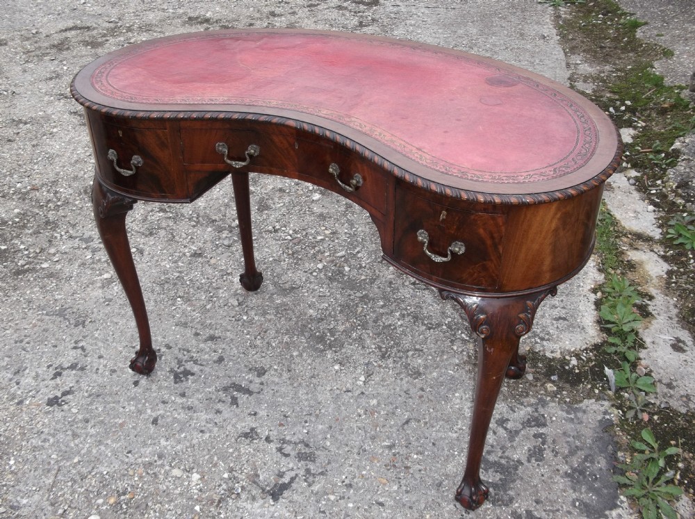 Edwardian kidney shaped writing table