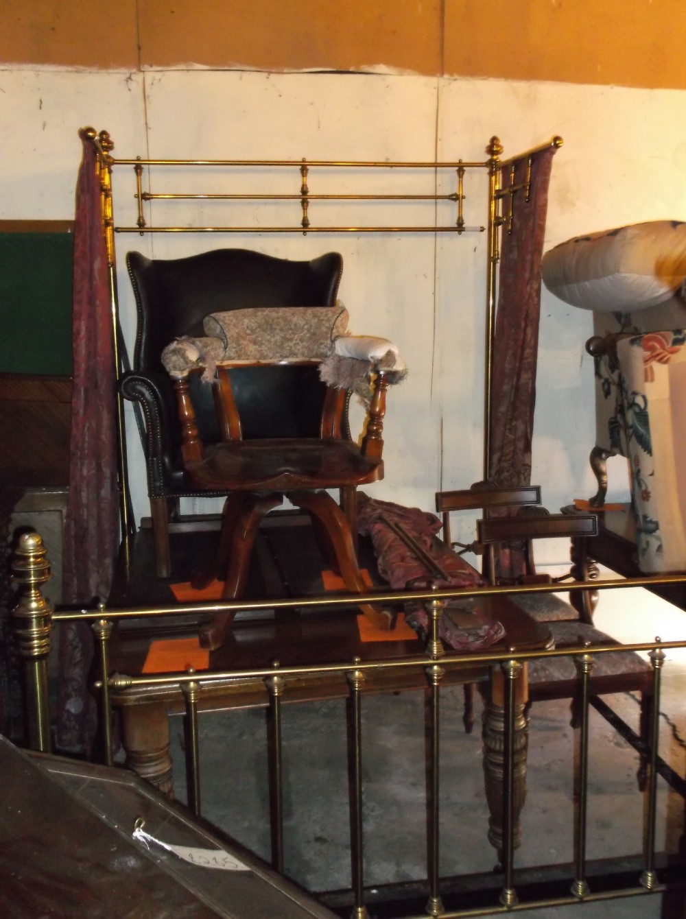 Victorian brass half tester bed