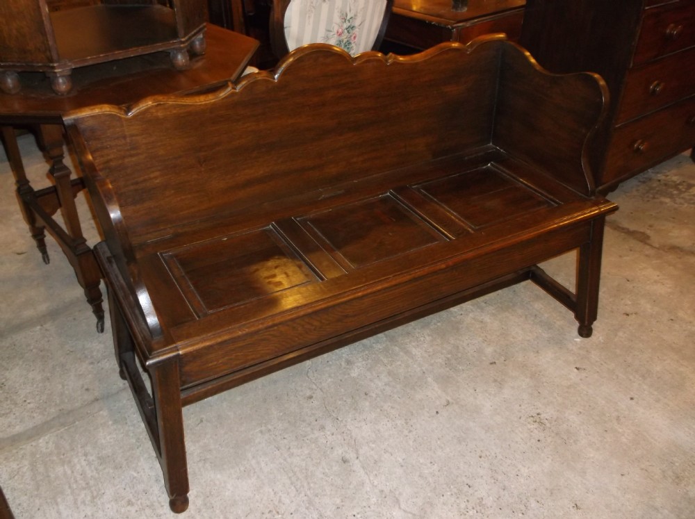 Panelled oak hall seat bench