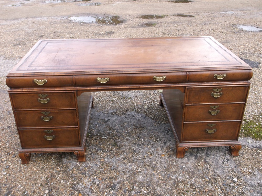 walnut kneehole pedestal partners desk
