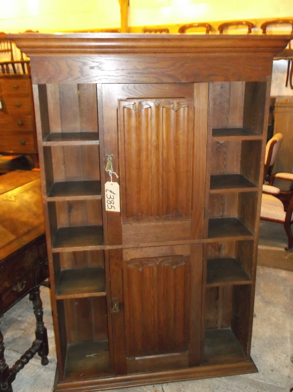 Edwardian oak bookcase cabinet