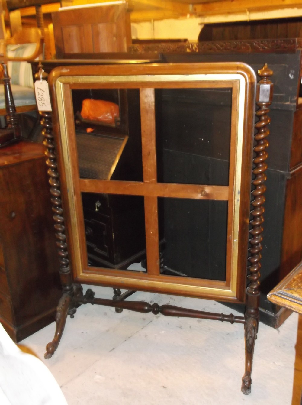 Large 19th century rosewood frame screen