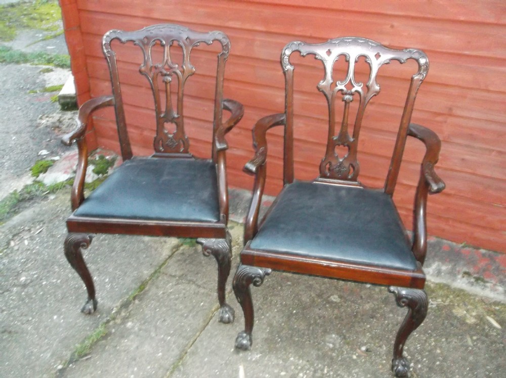Pair of mahogany desk armchairs