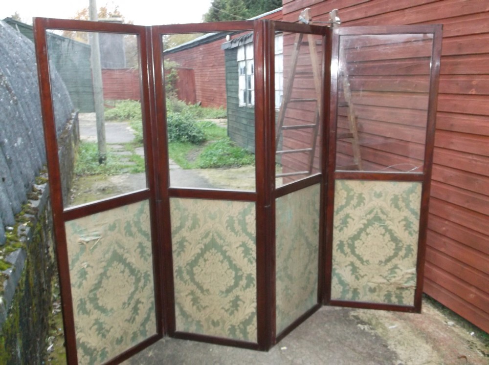 Victorian mahogany 4 fold screen