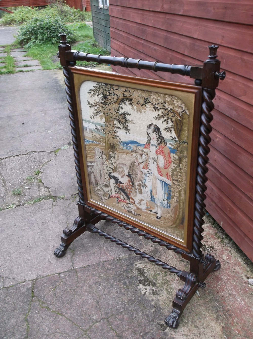 Mid 19th century rosewood firescreen